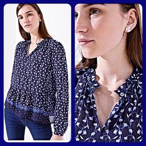💎LOFT Navy Floral Peplum Blouse💎FIRM PRICE!